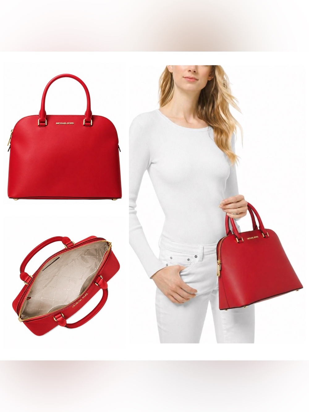 Michael Kors. 5 Piece: Cindy Bag & Free Crossbody, Gift Box, Scarf & Dust Bag. - Picture 2 of 16
